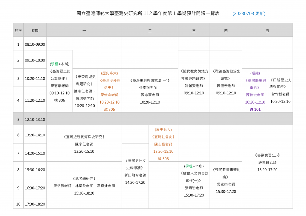 112-1預計開課一覽表(20230703更新)